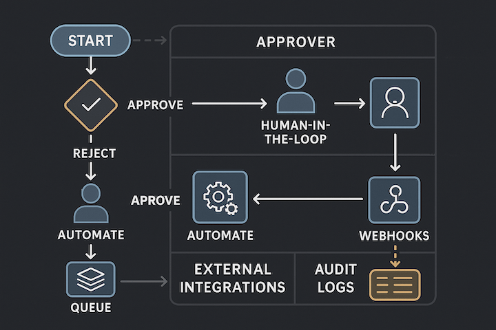 Interface mockups illustrating governance features in Onyx AI