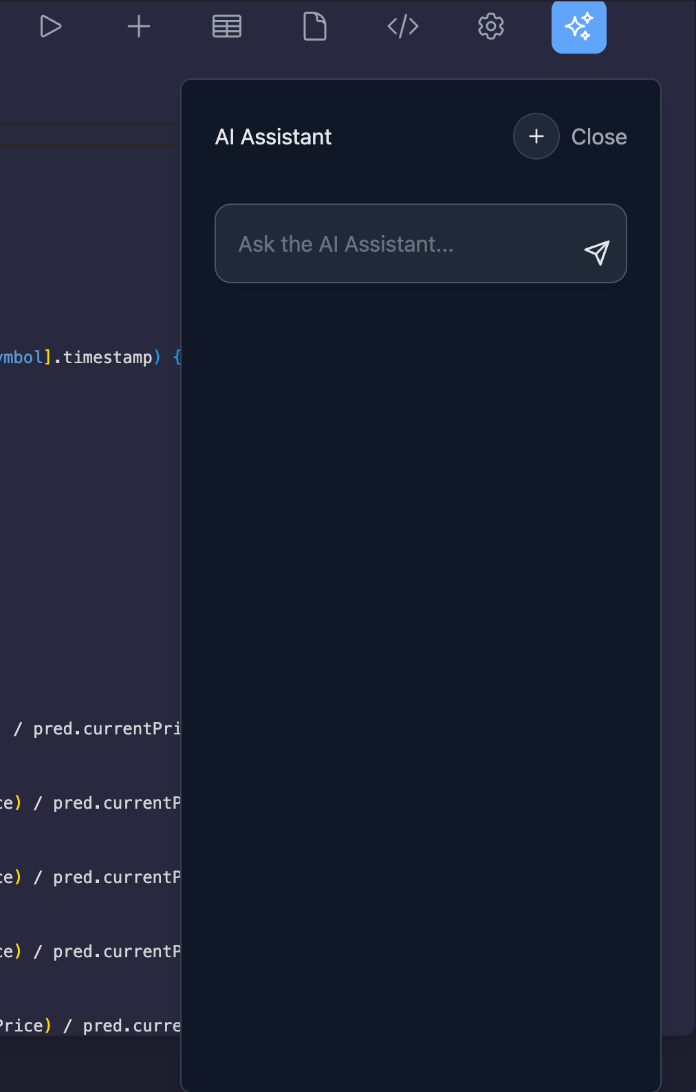Toolbar highlighting the AI sparkles button