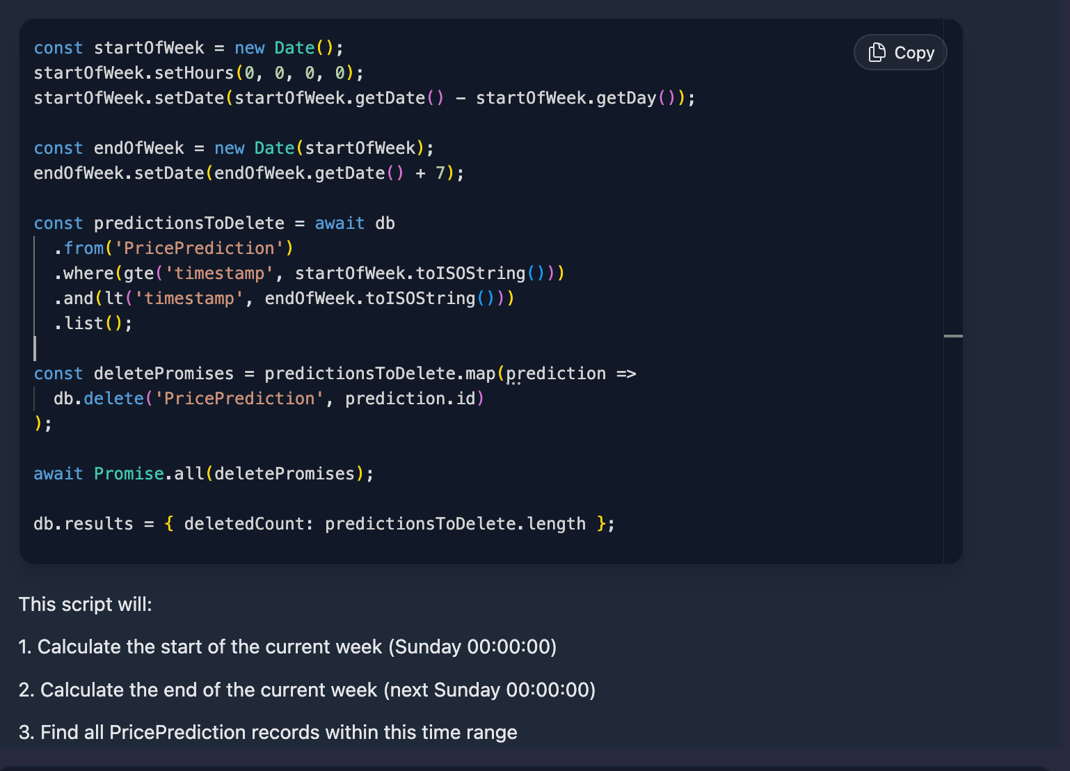 Generated script response