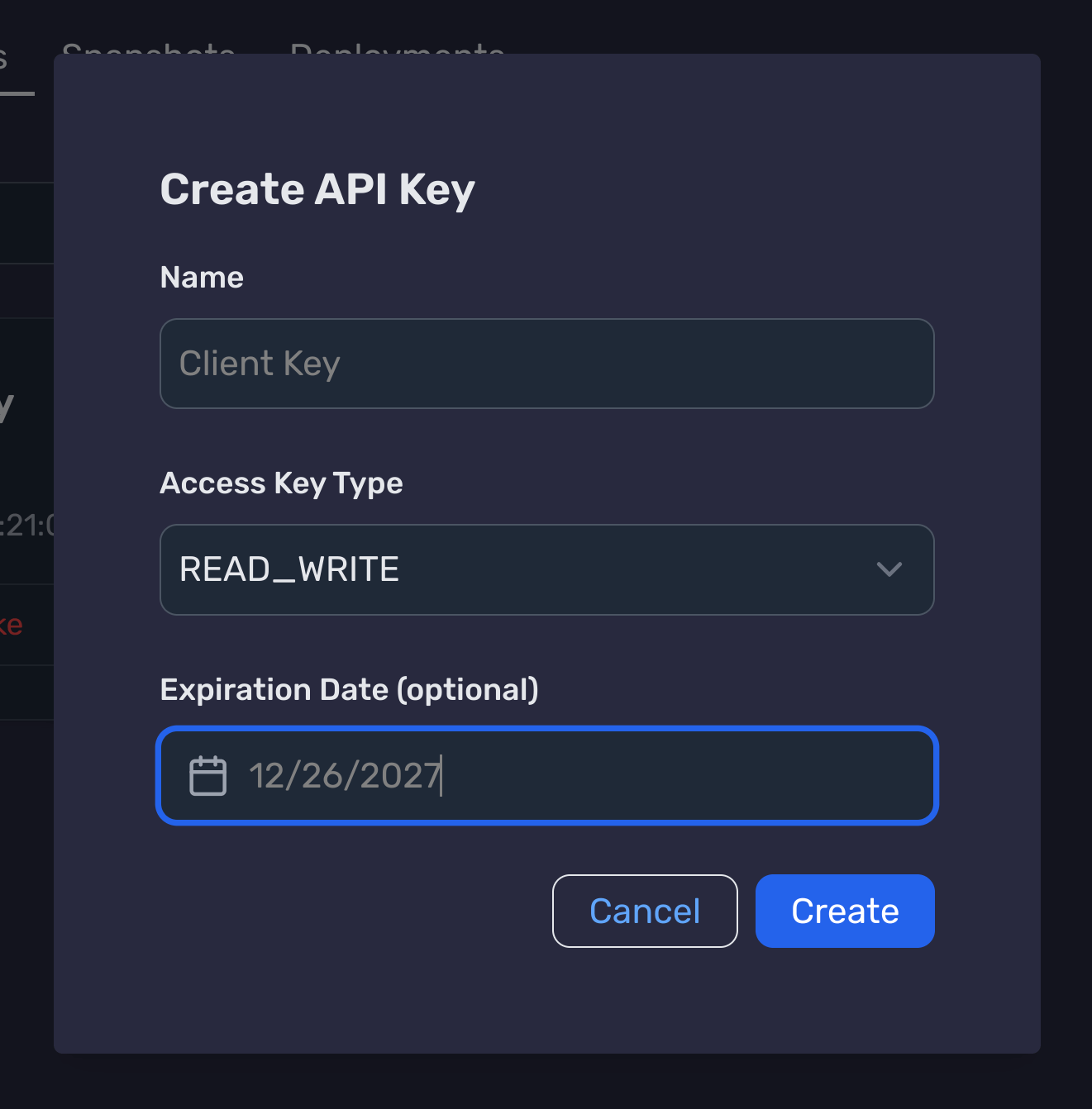 API Key Details Form