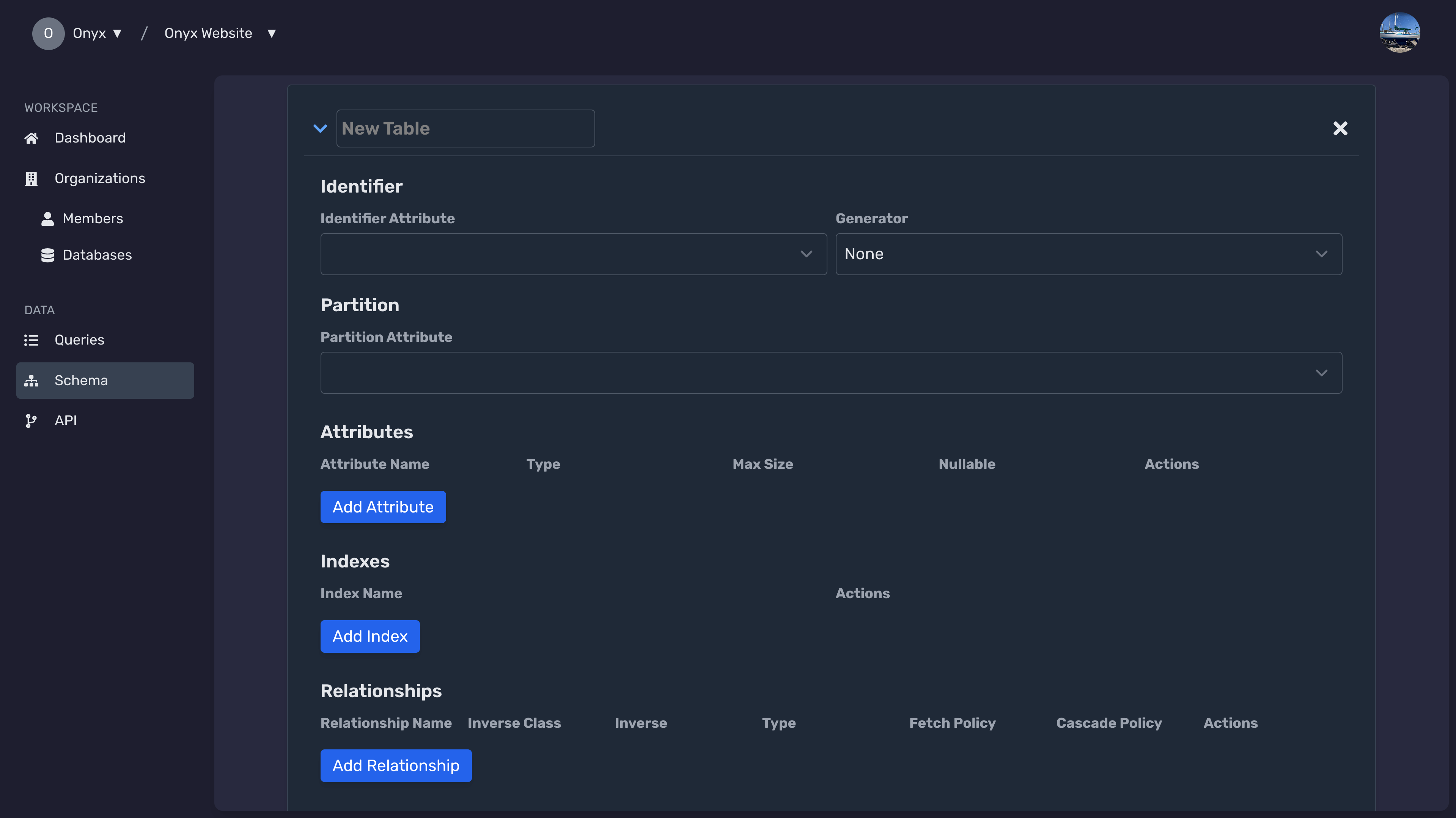 New Table Form