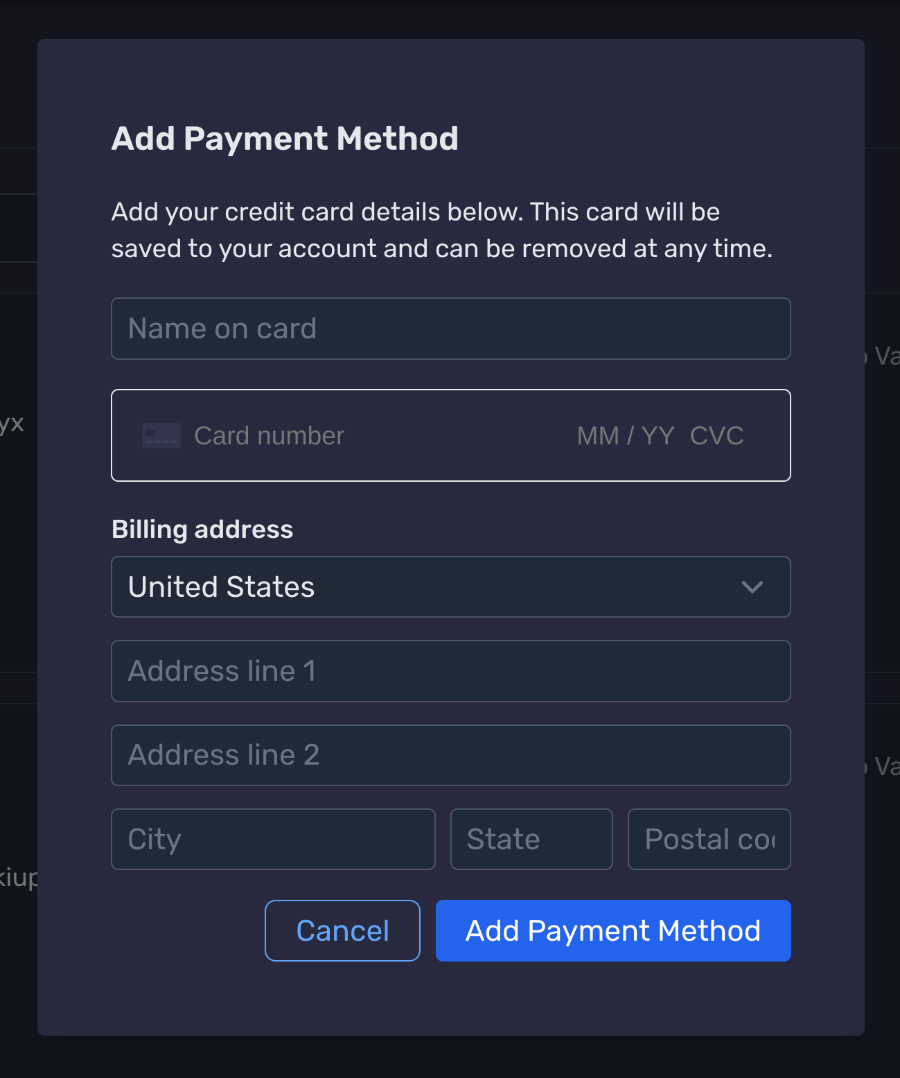 Payment Details Form