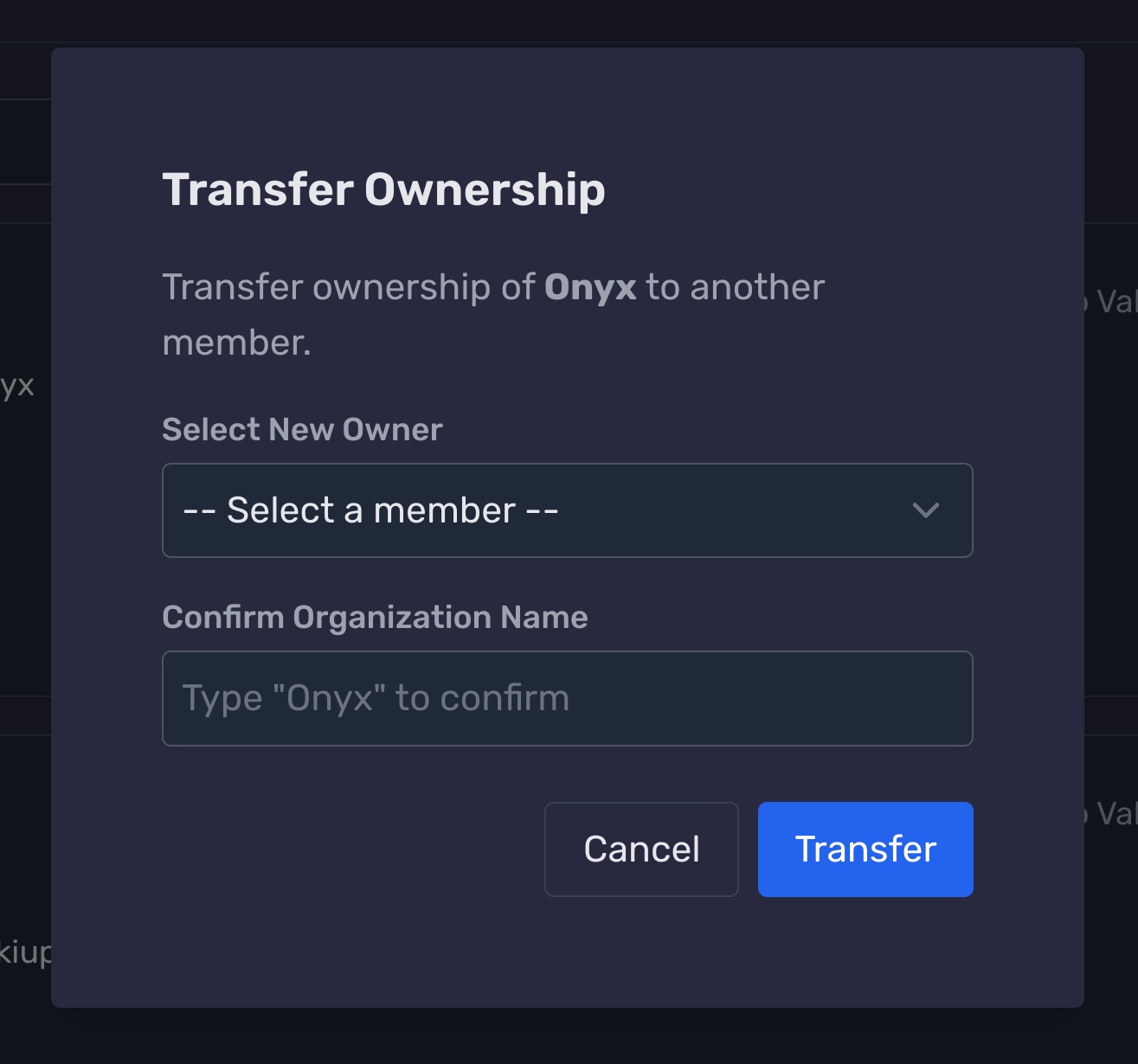 Select New Owner